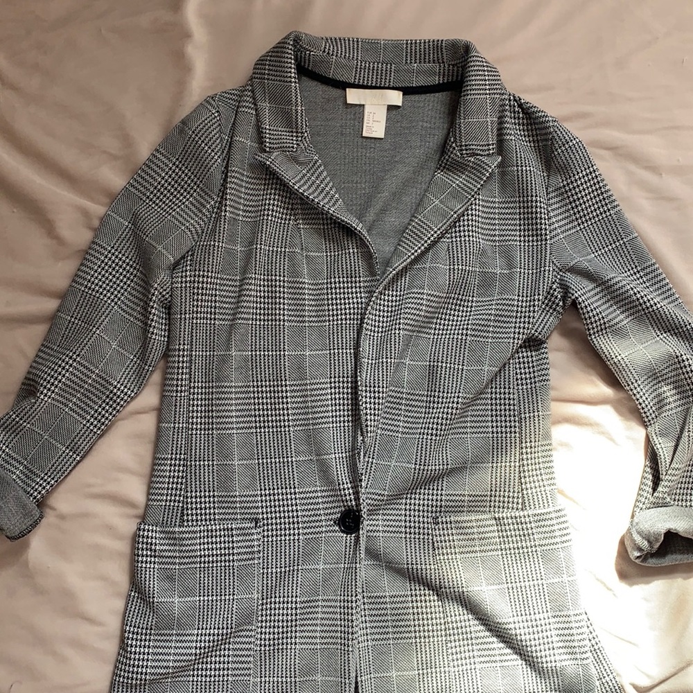 h&m plaid blazer